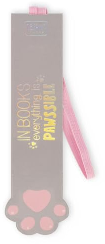 Legami - Bookmark with Elastic Band, FSC Certified Paper, Kitty Paw Motif, Keeps Sengo and Book Closed, 4.7 x 17.5 cm