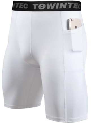 Towintec Mallas Cortas Running Hombre Pantalones Cortos de compresión con Bolsillo para teléfono Polainas Cortos de Transpirable Secado Rápido Base de compresión con Entrenamiento Deporte Fitness