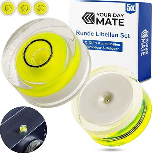 Set di fiale per livella tonda, 5 pezzi, con Ø 13,8 mm, livella a bolla d'aria senza etichetta, livella ad acqua, livella circolare, livella circolare per caravan, macchina fotografica, fai da te