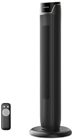 Pelonis Oszillierender Turmventilator mit Fernbedienung, Elektrischer Standing Tower Fan Bodenventilator für Schlafzimmer, Büro und Zuhause, Leise kühlende tragbare blattlose Turmventilatoren