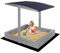 Sabbia con tetto 120 cm – Sabbiera in legno con copertura e panchina, impregnata e resistente alle intemperie, parasole regolabile in altezza, parco giochi per bambini – SPRINGOS
