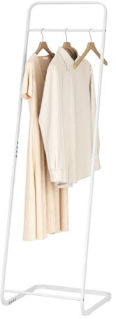 WOLTU Kleiderständer, Garderobenständer L Form, Jackenständer platzsparend, schmale Standgarderobe, Eckgarderobe für Schlafzimmer Flur, aus Metall, Weiß, 40x140x40 cm
