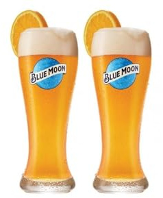 Blue Moon Signature 16 Ounce Wheat Beer Glasses, Pilsner Style, Set of 2