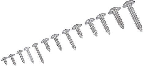 Tornillos de autoaprendizaje de 180 piezas, M3 M4 M5 M6 Kit de tornillos de metal de acero inoxidable de acero inoxidable para concreto de paneles de yeso