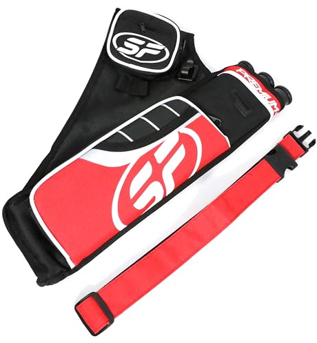 Archery Arrow Quiver Hip Arrow Bag 3-Tube Arrow Holder Accessories Pockets and Adjustable Waist Belt for Compound and Recurve Bow Practice. (Red)