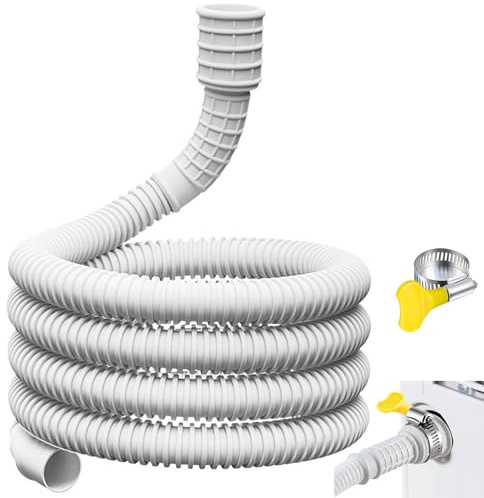 Guest Ruyunlai Universal AC Drain Hose 16mm/25mm ID (1m/3.3ft Options) with Clamp - Thickened Plastic for Air Conditioner, Dehumidifier, Washing Machine - White