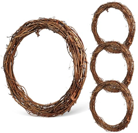GLEAVI 4 Pcs Natural Grapevine Wreaths for DIY Crafts Versatile Twig Door Decor for Home Seasonal Front Door Enhancements for Walls and Windows