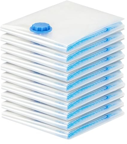 Phyachelo Bolsas de Vacío para Ropa - Paquete de 10 Bolsas de Almacenamiento Reutilizables de 40 X 30 cm Bolsas de Vacío con Sello y Bolsas de Viaje Ahorradoras de Espacio