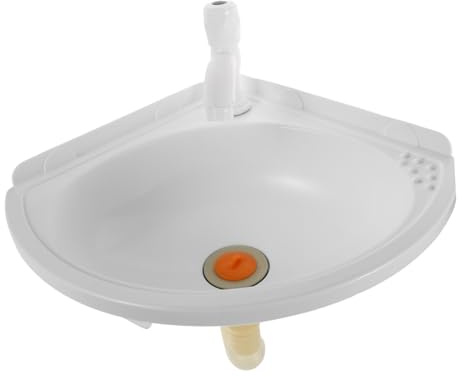 White Triangle Corner Bathroom Sink Wall Mounted Plastic, Space Saving | Countertop Sink with Tap Hole, Modern Minimalist Style, Home Use, Easy Cleaning, Stability