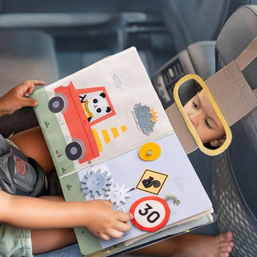 Taf Toys Ride Time Car Seat Busy Book for Toddlers. Montessori Quiet Activity Books Travel Toy with 15 Activities. Montessori Toys Busy Board for Baby. Travel Activity Car for Boy & Girls 12 months +