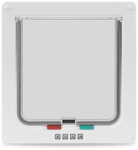 Cat Tür- 4-Wege-Verriegelungsoption, wetterfeste und sichere Cat Klappe mit einfachem Installationssatz für Innen-/Außentüren und Wände（Größe: M）