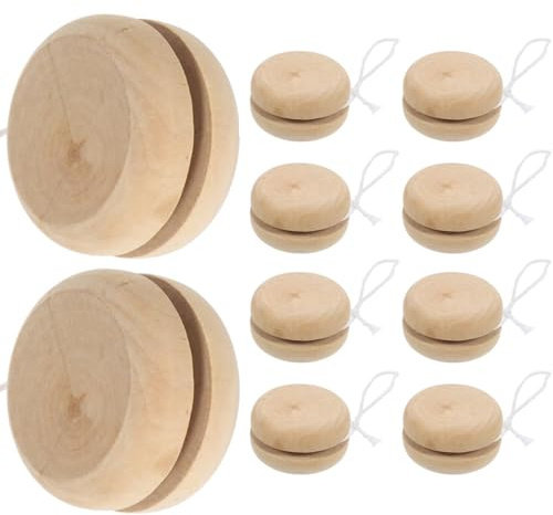 VEOIRXU 10 Pièces Yoyos en Bois pour Enfants Boule Réactive De Contrôle Rond Bricolage Jouets en Bois Yoyo Jouets a Peindre pour Enfants Débutants Peinture sur Bois Art Anniversaire Halloween Faveurs