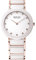 BERING Damen Quarz Uhr | Armbanduhr 35 mm roségoldenes Edelstahlgehäuse und weißes Zifferblatt | Edelstahlband mit Keramikelementen | 3 ATM | 11435-766