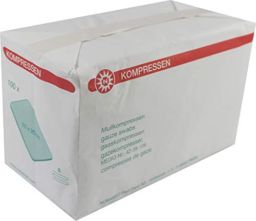 100x unsterile Noba Mullkompressen Kompresse Mull 8-fach, 10 cm x 20 cm