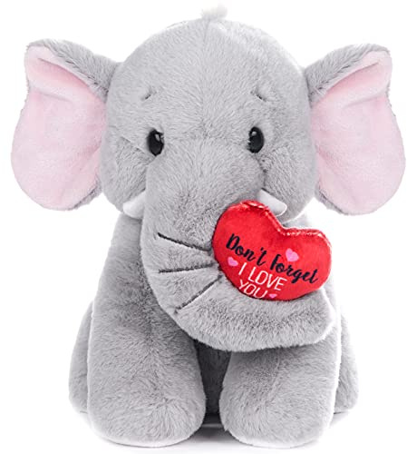 My OLi Plush Elephant Teddy 22cm Soft With Red Heart Stuffed Animal I Love You Plush Toys for Babies Kids Boys Girls Lover