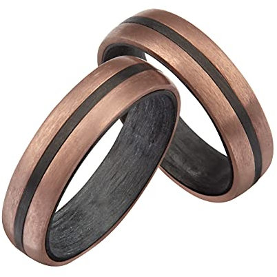 Schmuck Depot 1 Ring/Ehering/Trauring/Verlobungsring/Partnerring aus Titan Carbon und Gravur | 9010