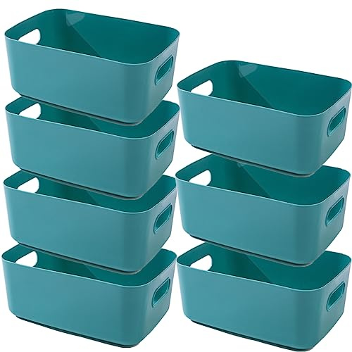 NCRGB 7 Aufbewahrungsbox Kunststoff Aufbewahrungskorb mit Griffen 20×14.7×7cm,Badezimmer Küchenschrank Organizer,Aufbewahrungskorb Aufbewahrungsbox Küche,Boxen Aufbewahrung für Küche,Bad(Grün)