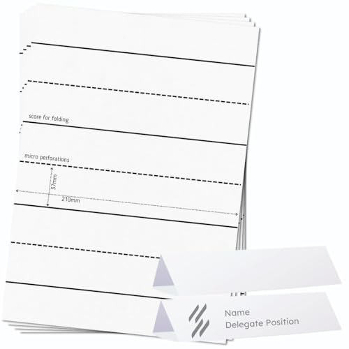 OfficeGear Wide Tent Cards 4-up [55 Sheets - 220 Cards] 37x210mm Printable A4 170gsm Scored Folding Table Top Name Place Cards for Hotels Weddings Conference Events Incl Design Template