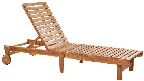 Transat de Jardin Inclinable et Pliable en Bois d'Acacia Clair Pietralunga