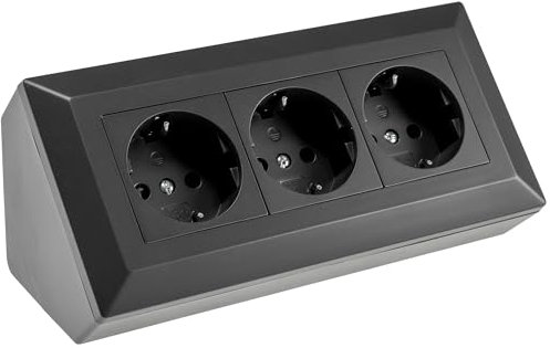 Blocco prese DELPHI a 3 vie, colore nero, 250V/16A, 3600W, montaggio a parete