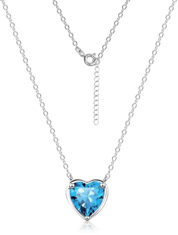 ALEXCRAFT Collanina Argento 925 Donna Cuore Collana Cuoricino Argento 925 Collana Cuoricino Azzurro Portafortuna Estiva