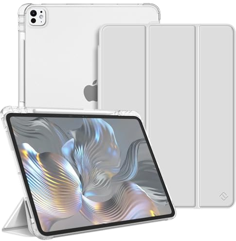 Fintie fodral för iPad Pro 13 tum (M5/M4) 2025/2024, silver | Matt transparent skyddsfodral, med pennhållare, mjuk TPU-baksida, tunn och lätt