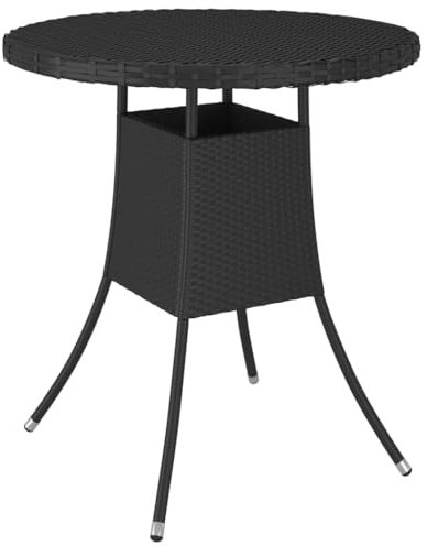 Jiangboyue-310465 Table de jardin en polyrotin Noir 70 x 70 x 73 cm