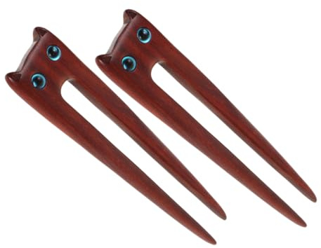 HONITANO 2pièces Épingles à Cheveux Bois Forme De Chat Accessoires Capillaires Asiatiques Pinces à Cheveux Vintage Bois Pour Coiffures Élégantes Pour Fêtes Mariages