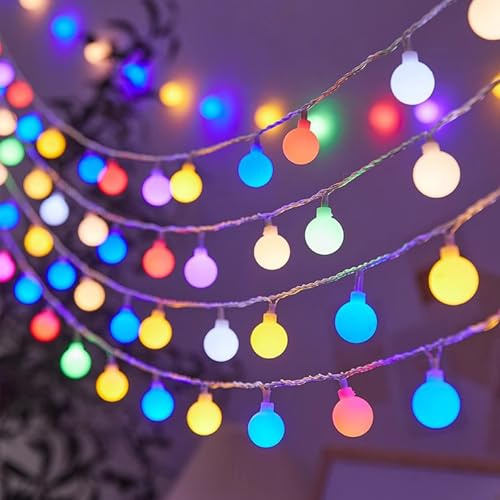 Cadena de luces LED esférica, 150 CM 10LEDs multicolor, alimentada por batería, cadena de luces esféricas, cadena de luces LED esféricas, para bodas, fiestas, Navidad, jardín, habitación, interior