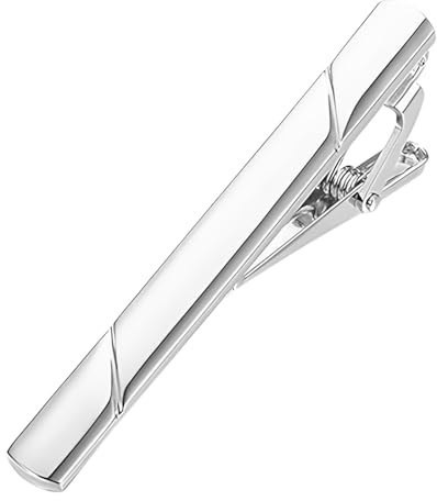 Pince à cravate homme – Barrette à cravate en métal élégante & épingle, pince résistante et polie pour tenue formelle en acier inoxydable (Argent/Doré)