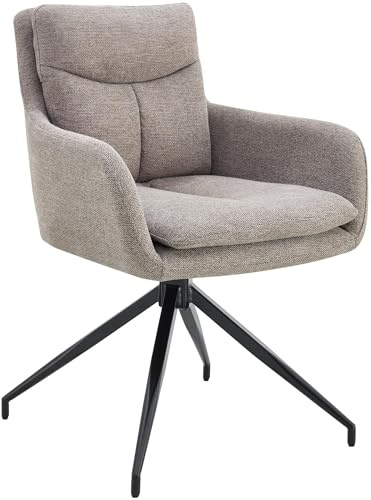 CLP Chaise de Salle à Manger pivotante Somers Tissu, Fauteuil pivotant à 180° avec accoudoirs et Dossier, Chaise de Cuisine rembourrée, Couleur:Taupe