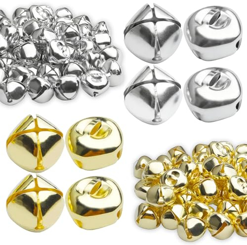 Koprek 100 Pcs Christmas Jingle Bells, 12mm Metal Craft Bells Small Bell for Crafting, Decorative Bell Small Jingle Bell for DIY, Party Festival Decorations, Jewelry Making, Dog Cat Collars(Gold)