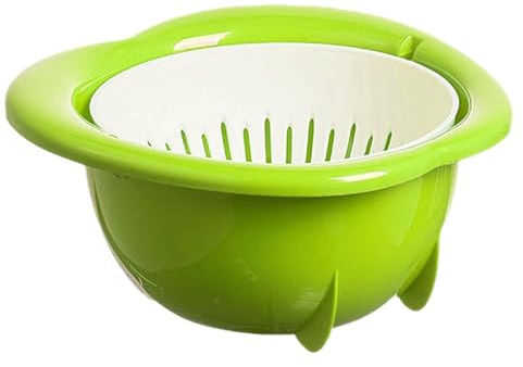 Cuenco para lavar frutas, colador de doble capa de 260 g, estante de drenaje de pie, filtro de enjuague de verduras, colador de capacidad, cesta de almacenamiento de drenaje, cocina, picnic, camping