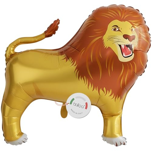 balloa Folieballong XXL Lejonet, Heliumballong med djurmotiv, Luftballong med safaridekor för fest, Present till barnfödelsedag, Djungelfigur av lejon för temafest, Festdekor Lejonballong, 74 cm