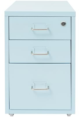 Armario vertical de archivos, 3 cajones, de metal, con cerradura, armario de archivos debajo del escritorio con 1 estante colgante con cierre para colgar dispositivo de impresión para A4 y tamaño de