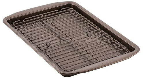 Circulon Nonstick Bakeware Set with Nonstick Cookie Sheet / Baking Sheet and Cooling Rack - 2 Piece, Chocolate Brown