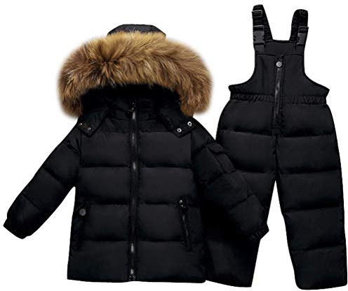 Odziezet Bébé Veste en Duvet pour Enfants Hiver Manteau épais 2PC Doudoune + Salopette Chaud pour Moto Ski L'école Noël 9 Mois-3 Ans