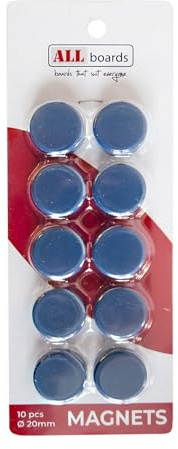 ALLboards Magnete 10 Stück, Rund Blau 20mm, Für Whiteboards Magnettafeln