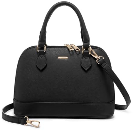 LOVEVOOK Purse for Women Small Crossbody Bags Classic Double Zip Top Handle Dome Satchel Bag,Black