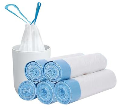 Bin Bags Food Waste Bins Liners with Tie Handles Drawstring 12L White Compatible HUAPPNIO Hanging Rubbish Cans (No storage box, 12L)