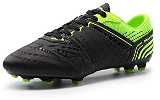 DREAM PAIRS Chaussures de Football pour Hommes Chaussures d'entraînement Professionnel Crampons Crampons Outdoor Sport Football Chaussures Noir/Vert NÉON 46 (EUR)