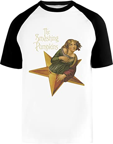 Hopestly The Smashing Pumpkins Maglietta da Baseball Unisex da Donna Uomo Bianca Girocollo Maniche Corte Cotone Organico Tee T-Shirt Unisex White