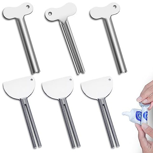 Zivacate Exprimidor de tubos, 6 Piezas Exprimidor de Pasta de Dientes, Exprimidor de Pasta de Dientes llave Metal, Dispensador de Pasta de Dientes, para Pasta de Dientes/Pintura/Crema de manos