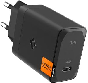 Spigen GaN 651 65W PPS USB C Schnellladegerät Super Fast Charging 2.0 für Galaxy Book 2 3 Pro 360 MacBook Air Pro Steam Deck USB Typ C Laptop Ladeadapter – Schwarz (Kabel enthalten)