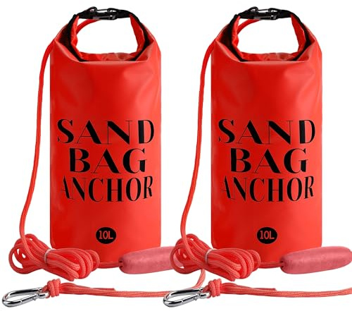 RunNico 2PCS 10L 500D Sand Anchor for Small Boats,2 in 1 PWC Jet Ski Anchor Kit with Adjustable Buoy,Waterproof Dry Bag for Jet Ski, Kayak, Boat, Watercraft and Canoe