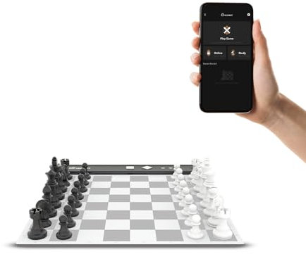 Chessnut Go Ultimate Portable Travel Electronic Chessboard with Full Piece Recognition and Strong Magnetic Adhesion - Perfect Desk or Travel Size (Grey)