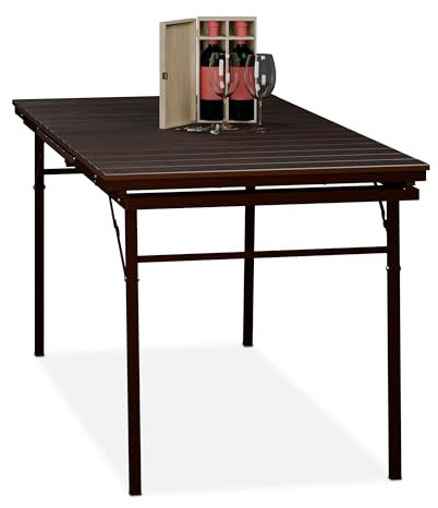 Relaxdays Gartentisch klappbar, Kunststoff, Stahl, 8 Personen, braun