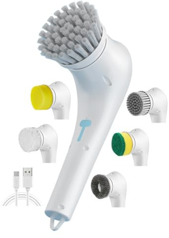 Limpiador Eléctrico, Cepillo de Limpieza Eléctrico | Depurador de Ducha de Baño | de Baño Multifuncional, Potente Secadora de Ducha con Cabezales Reemplazables para Suelos Azul