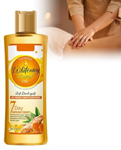 Huile De Massage À La Curcuma, 200ml Huile De Curcuma Douce 7 D'huile De Curcuma Pour Blanchir La Peau Huile Corporelle Douce 7 Éclaircissante Intensive, Huile Massage Hydratante Pour Hommes Et Femmes