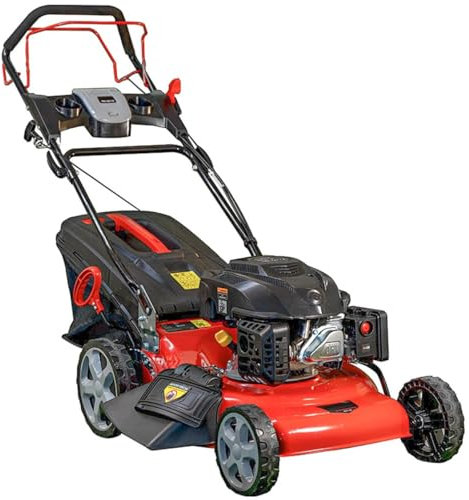 Synergy Cortacesped Metálico Autopropulsado - Motor de Gasolina 4 Tiempos 196cc. 51cm de Corte con Sistemas de Mulching con Reflector Lateral y Recogida en Saco Semi Rigido de 50 lt